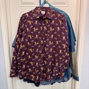 Maroon Christmas Button-Up Shirt